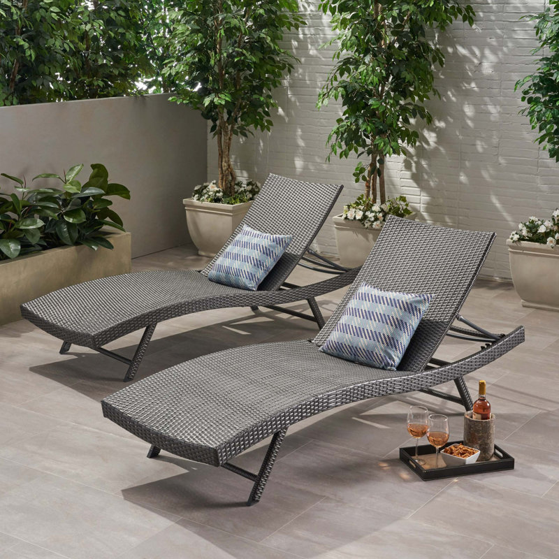 Chaise longue en osier Kauai Pe, Gris