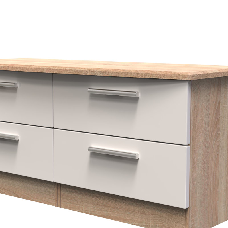 Borgeson 112 cm W Chest of 4 Drawers, Kashmir Gloss/Bardolino Oak