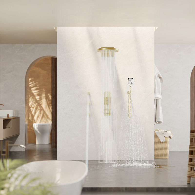 Système de douche thermostatique mural complet 16 "avec douchette à 3 fonctions Ancoats et 3 jets pour le corps Ancoats