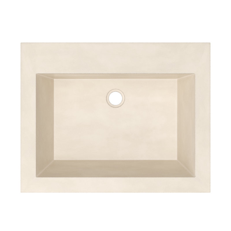 Natoma 24" Wall-Mounted Concrete Rectangular Bathroom Sink, Sand, No Faucet Hole