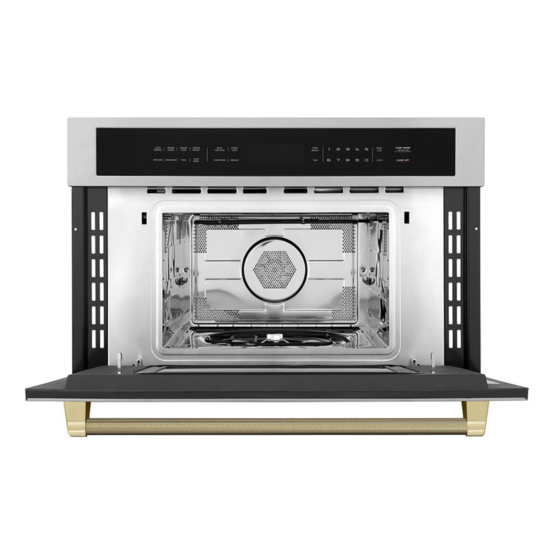 ZLINE Autograph 30 in. Microwave Drawer in Stainless Steel and Polished Nickel Helix Handle, Champagne Bronze