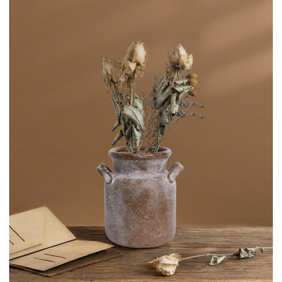 Ceramic Rustic Farmhouse Vase, Decorative Flower Vase, Boho Vase For Home Decor