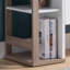 Buffet de cuisine blanc et taupe foncé - 4 tablettes, 1 tiroir, 2 armoires, solution de rangement élégante et moderne avec tablettes ouvertes.