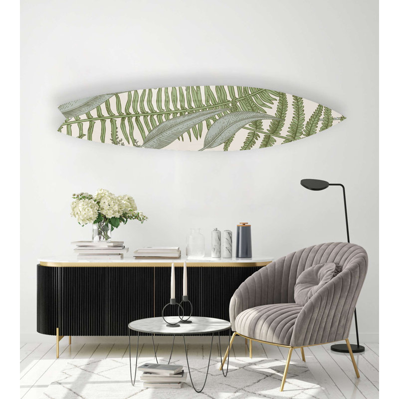 Planche de surf Ferns Botanical Light - Art audacieux sans cadre