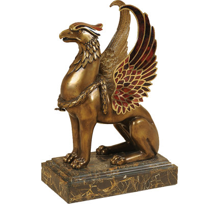 Griffin Brulee Finished Cast Brass Griffin Figurine with Pen Shell Inlay