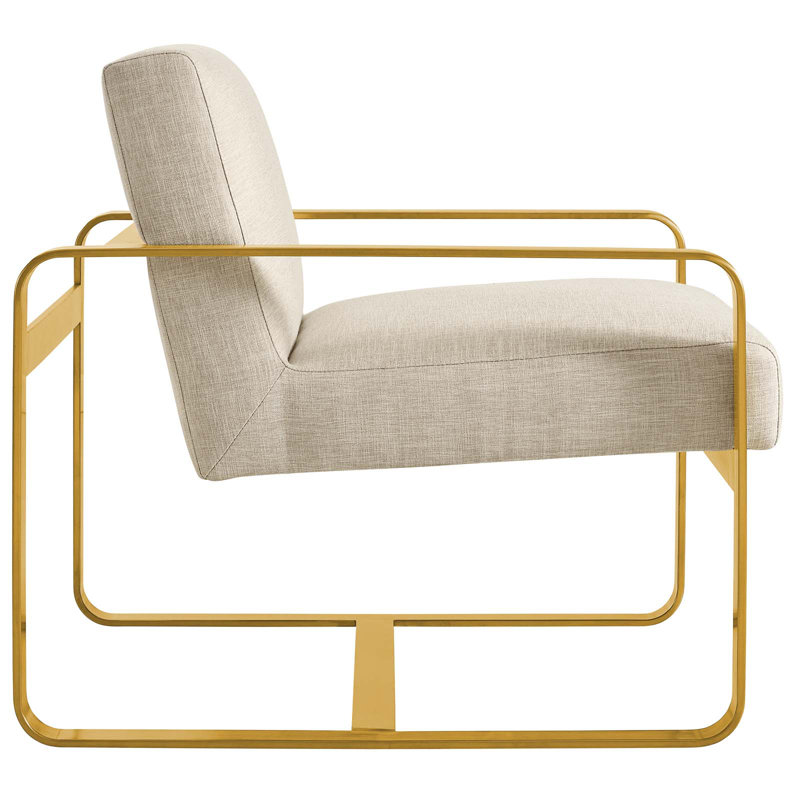 Modway Astute Upholstered Velvet Armchair, Beige Polyester Blend
