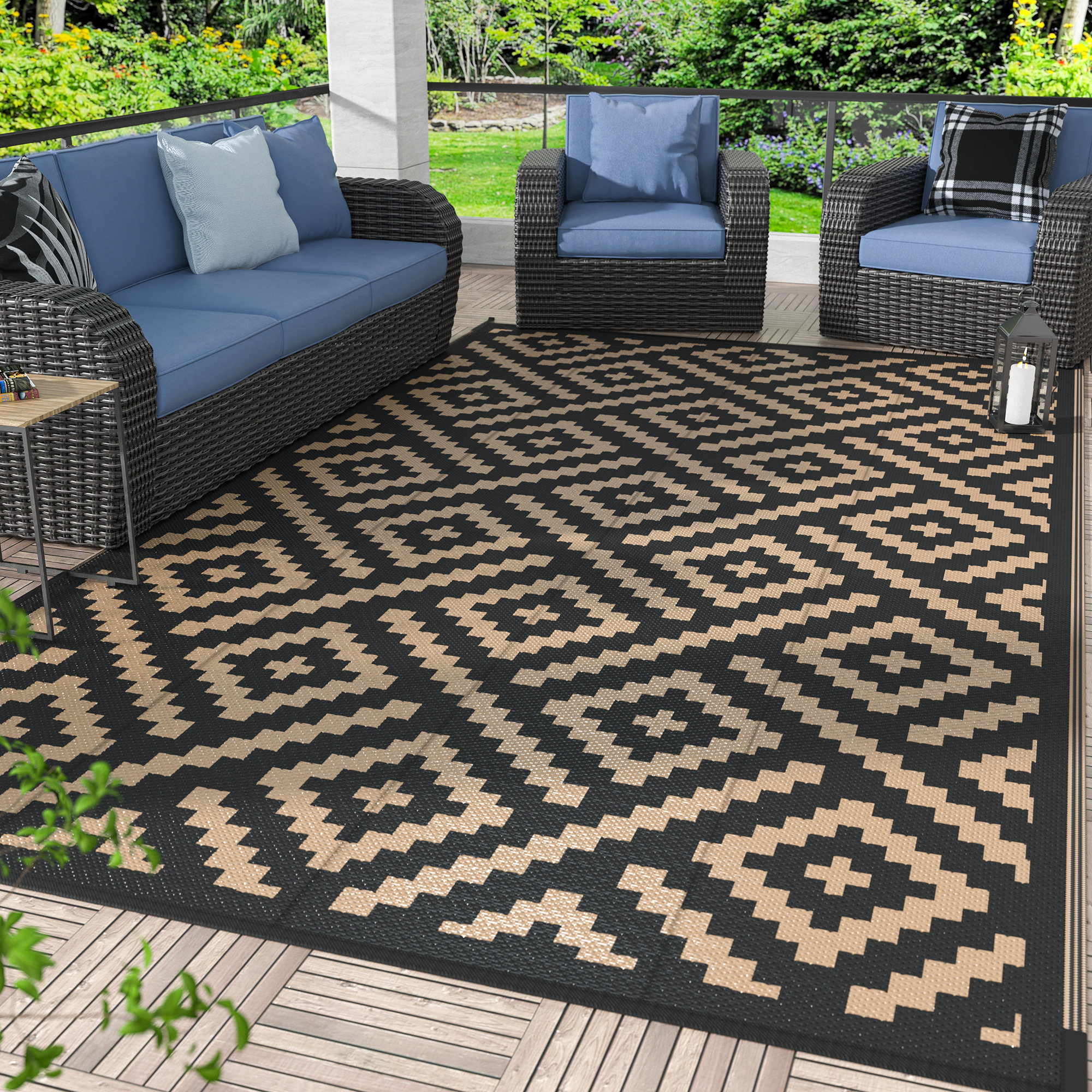 Outdoor Patio Rug All Weather Outdoor Carpet for factory Front Porch RV Rug