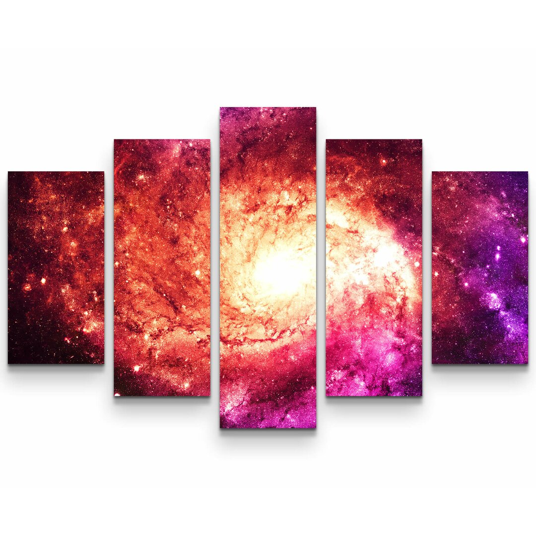 5-tlg. Leinwandbilder-Set Magenta Galaxie