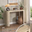 Console incurvée et étroite moderne de 119 cm | Table d'appoint minimaliste et élégante pour entrée | Beige