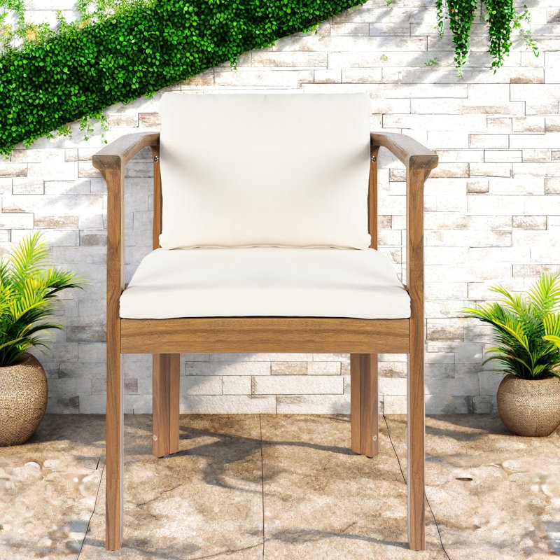 Ensemble de 2 chaises de patio modernes en bois d'acacia pour les repas en plein air