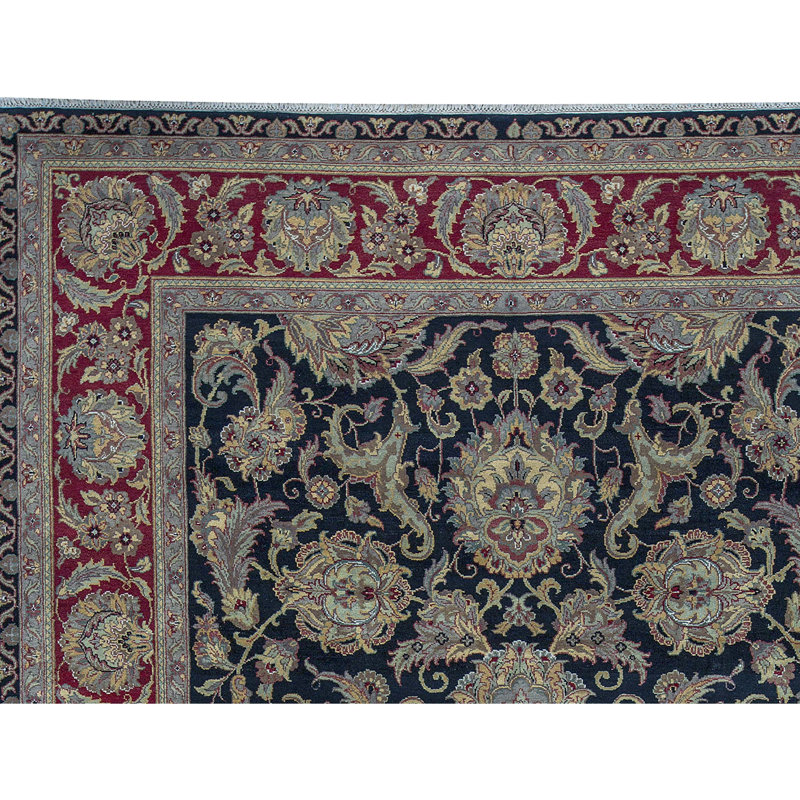 Hand-Knotted High-Quality Black and Red Area Rug