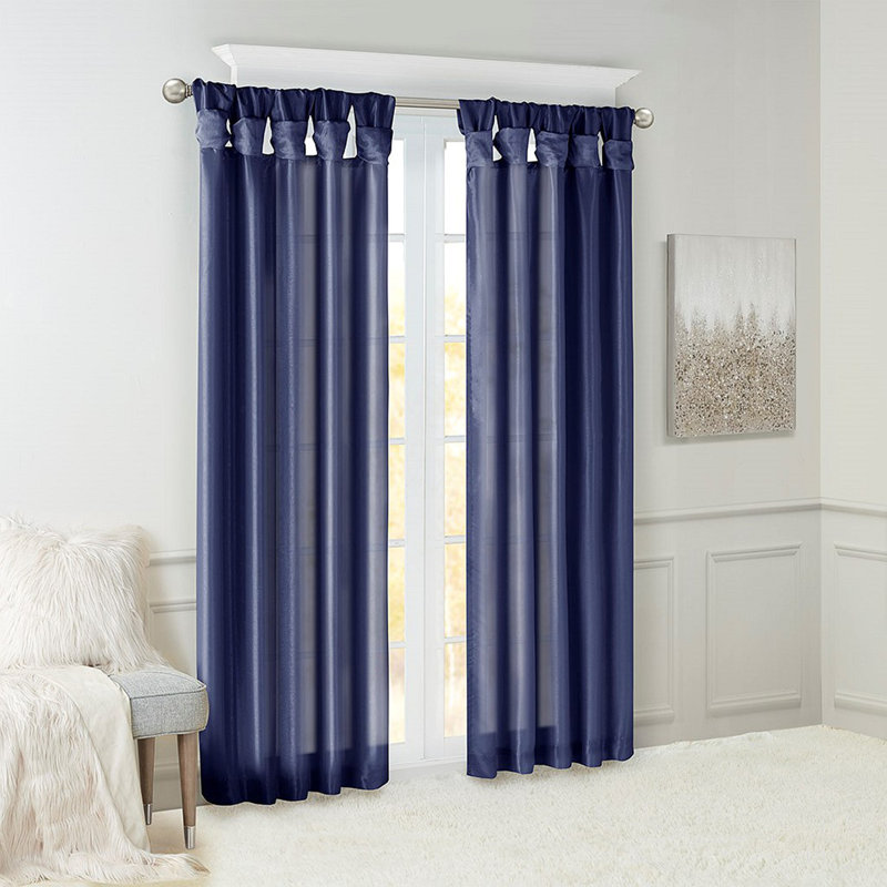 Twist Tab Lined Window Curtain Panel 50X84", Navy, 50" W x 84" L
