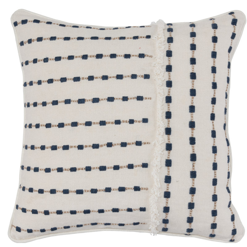 Housse et insert de coussin carré 100% lin Jaden, Bleu