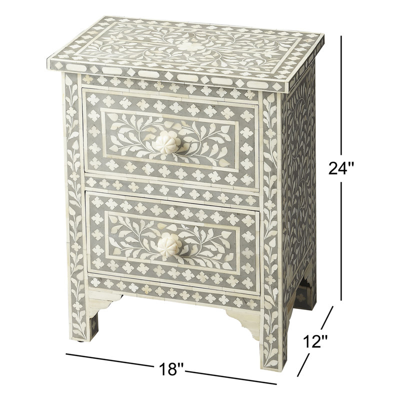 Vivienne 2 Drawer Accent Chest, Gray