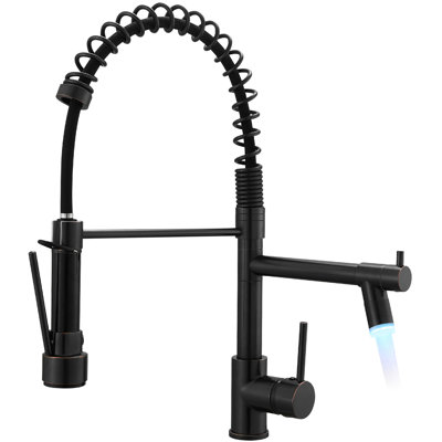 Robinet de cuisine moderne à bec rétractable, bronze huilé, poignée simple pivotant sur 360 degrés, polyvalence à levier