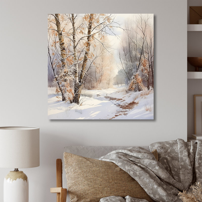 Trees Charm In Winter - Tree Canvas Wall Art, Wrapped Canvas, 44" H x 44" W