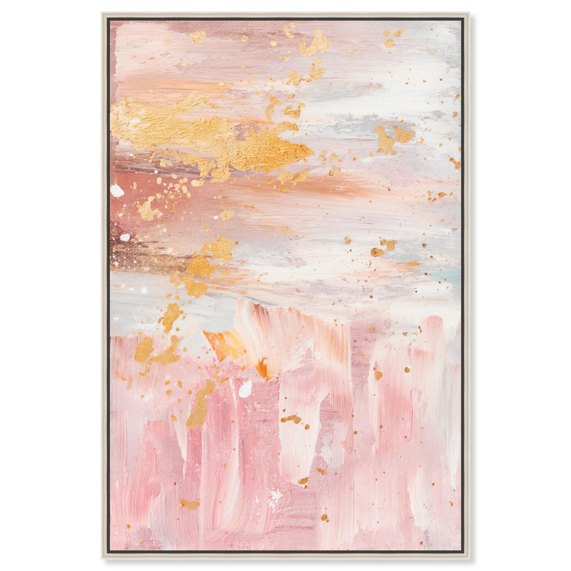 Toile rose quartz par Art Remedy, Cadre flottant, H 16 po x l 11 po, Noir