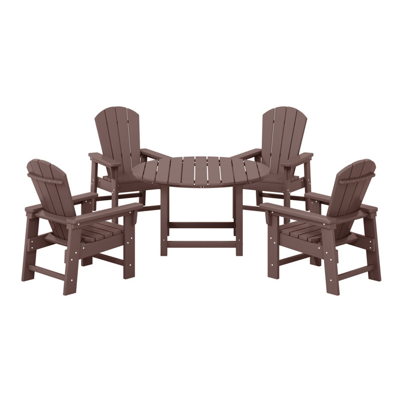 Laguna Kids Adirondack 5-Piece Round Table Dining Set, Dark Brown