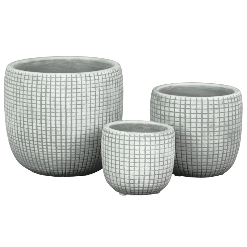 Ensemble de pot de fleurs en béton 3 pièces Reay, Gris