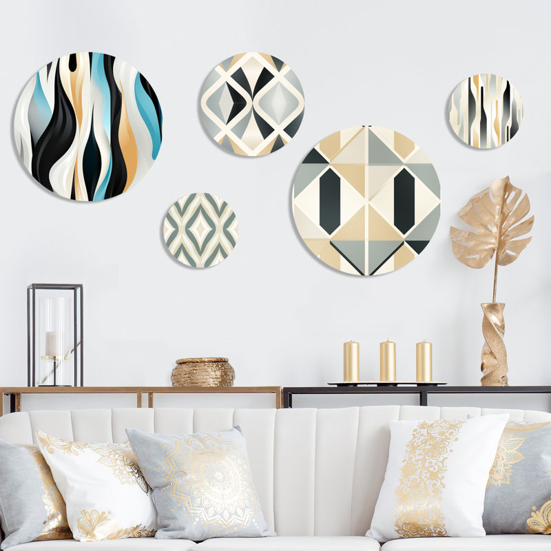 Casner - Ensemble d'art mural moderne géométrique rond de 5