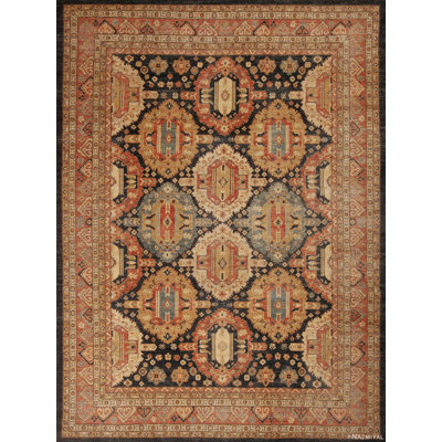 One-of-a-Kind 9'3" X 12'5" New Age Area Rug Black/ Brown/ Beige