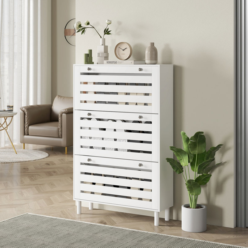 Armoire à chaussures avec tablettes réglables blanc