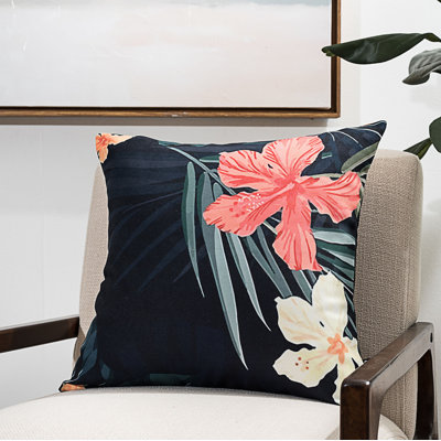  Dark Greenery Floral Throw Pillow
