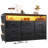 43.8" Dresser With Led Lights, Charging Station, 10 Fabric Drawers & Easy Assembly-2145230258
