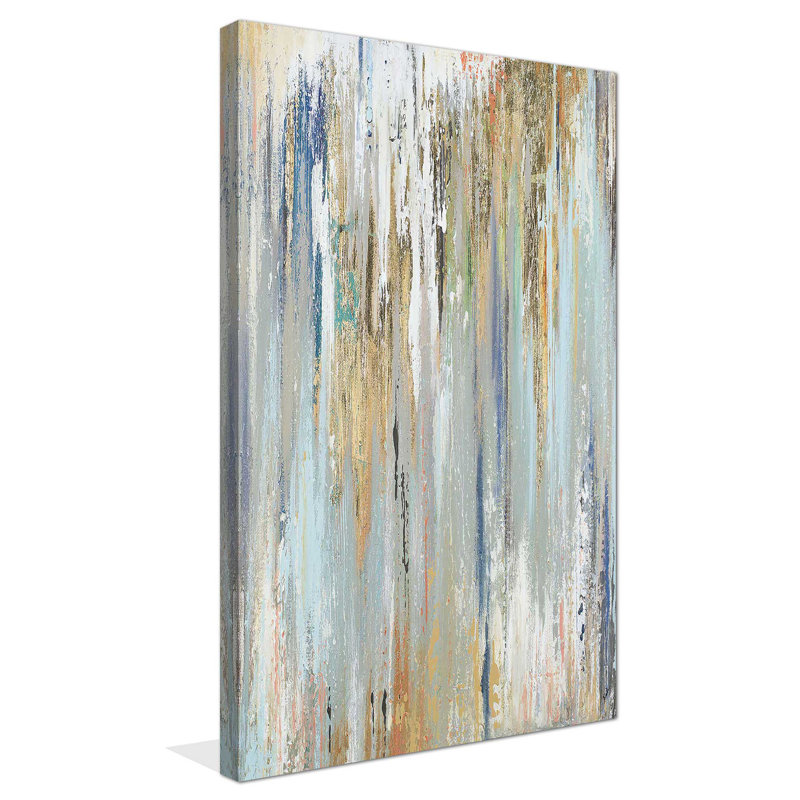 «Blue Gold Illusion» - peinture, L 18 po x H 30 po, Toile tendue