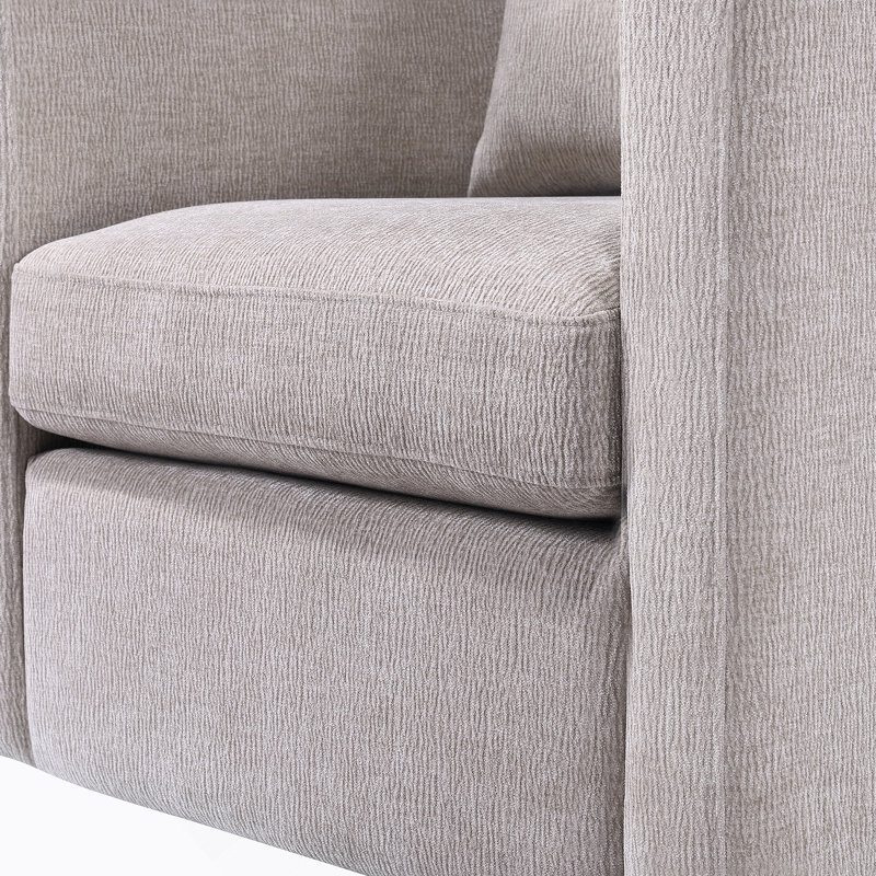 Fauteuil demi-tonneau pivotant en lin, Beige