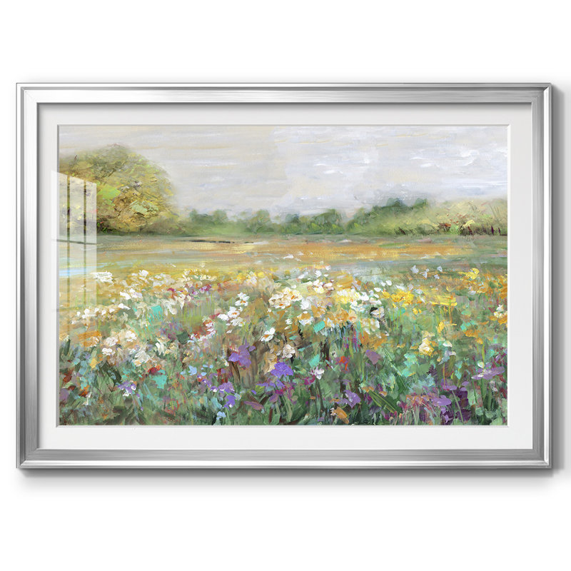 Country Meadow, reproduction d'art encadrée, H 30 po x l 44 po x P 1,5 po, Argent