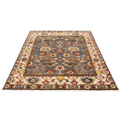 Tapis gris en laine noué à la main 8 pi 2 po x 10 pi 0 po Jules Serapi