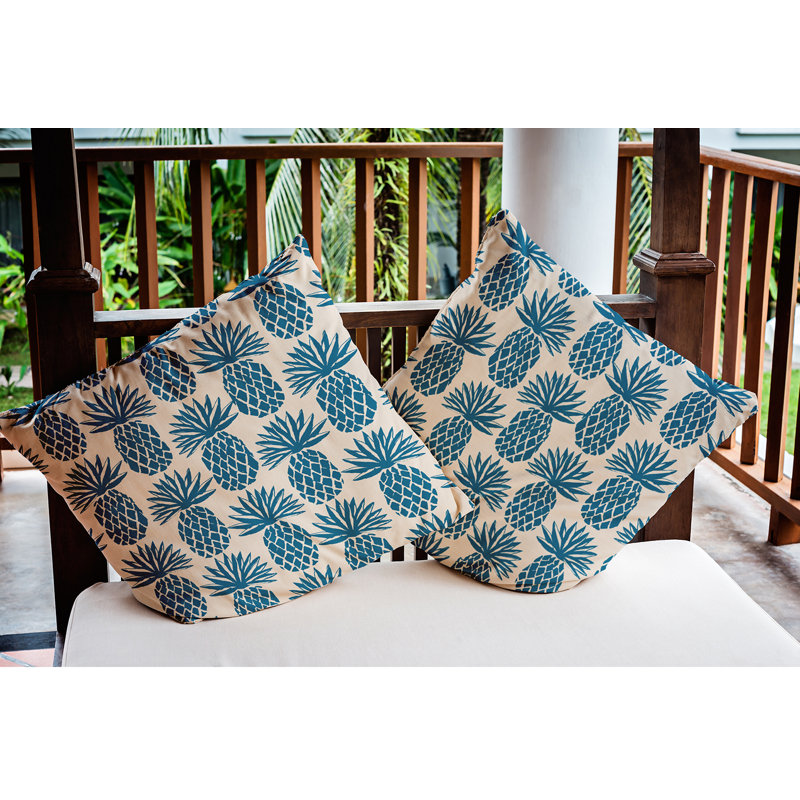 Coussin intérieur / extérieur Pineapple Stripes, Automne bleu, 16 po x 16 po