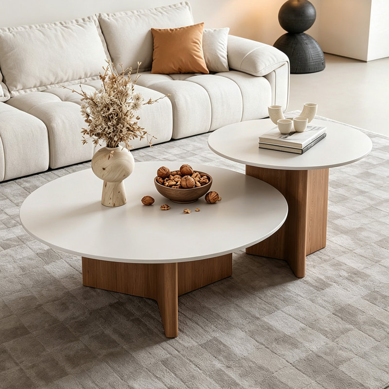 Touvell, H 14,96 po x l 35,43 po x P 35,43 po, Flat, White Top/Nut-brown Base