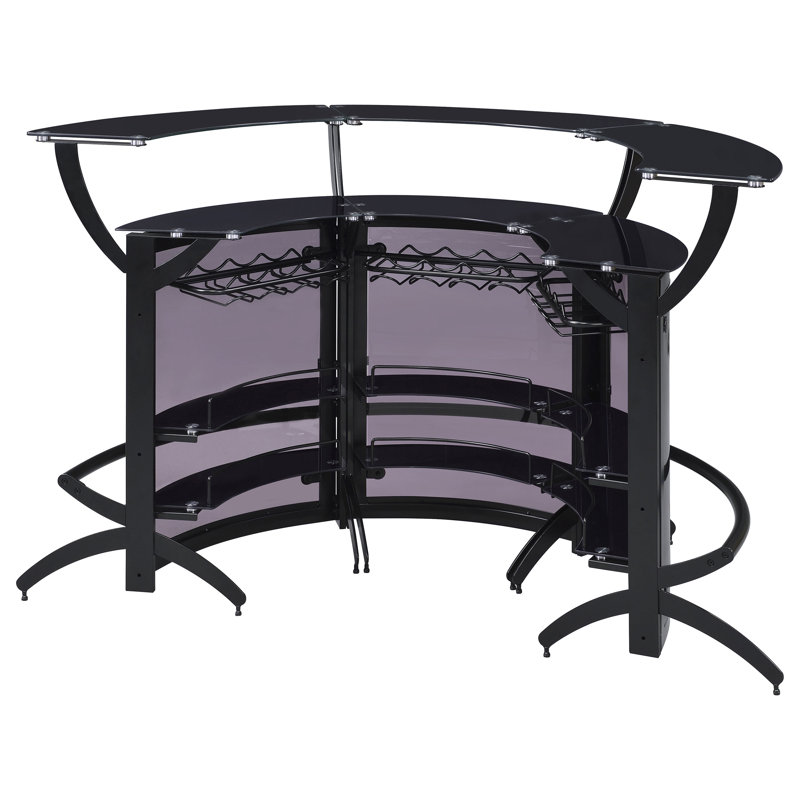 Ensemble de 3 barres de verre incurvées Chrystopher, Noir, noir, noir, noir