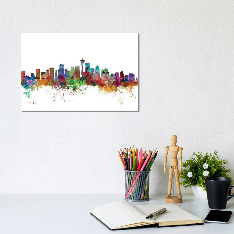 Seattle, Washington Skyline by Michael Tompsett - Wrapped Canvas Gallery-Wrapped Canvas Giclée, 20.32 cm H x 30.48 cm W