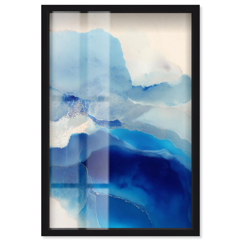 «Water Diptych II», décor bleu par Art Remedy, Noir, H 16 po x l 11 po