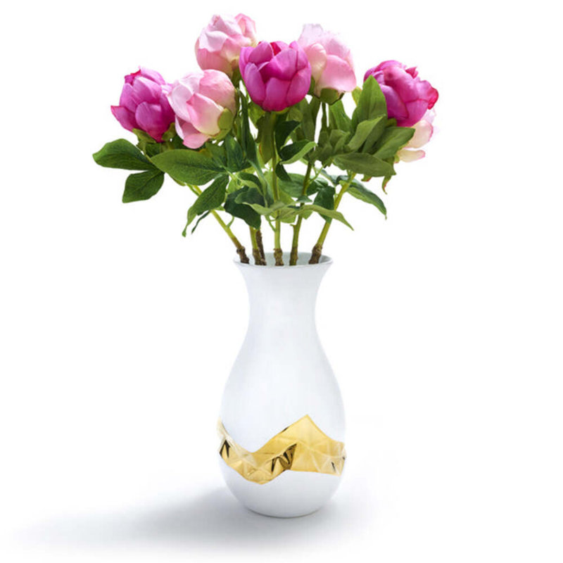 Talianna Handmade Table Vase, White/Gold