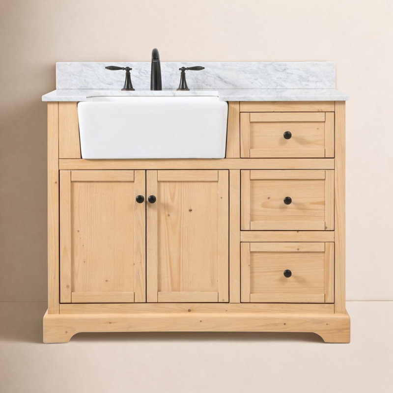 Pardue 42'' Single Bathroom Vanity with Marble Top, Green
