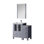 36 po Meuble-lavabo gris foncé pour salle de bain avec armoire latérale recouverte de zinc, robinet inclus, comptoir en céramique blanche et miroir mural à lattes pleine longueur de 22 po