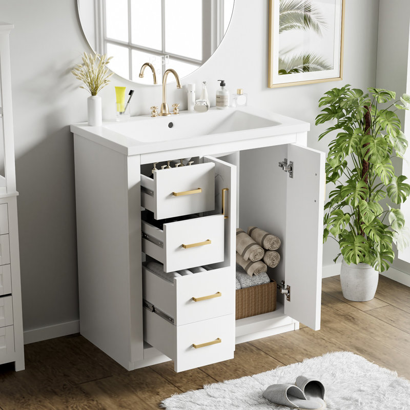 Meuble-lavabo 30 po avec lavabo en céramique, Blanc