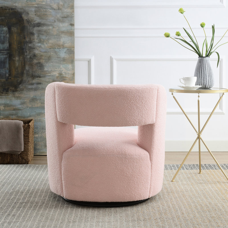 Fauteuil en tissu pivotant à 360 ° - rose, confortable pour le décor du salon