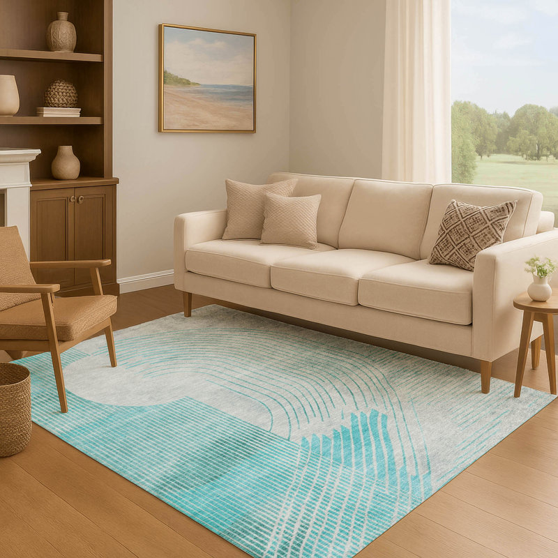 Premium Machine Washable Ariel Geometric Rug, Rectangle 5' x 7'6"