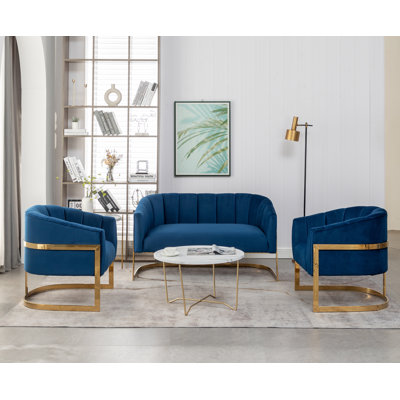 Tellico 3 - Piece Velvet Living Room Set