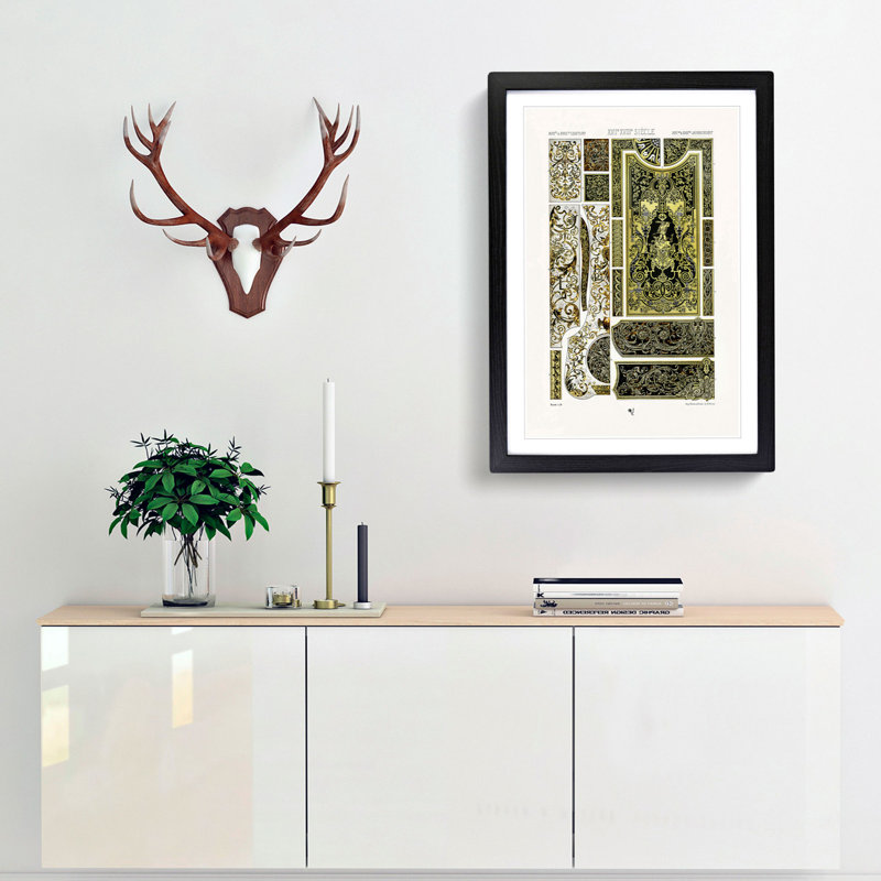 17th and 18th Century Pattern with Scrolls and Birds by Albert Racinet - Picture Frame Print, 48cm H x 36cm W x 2cm D