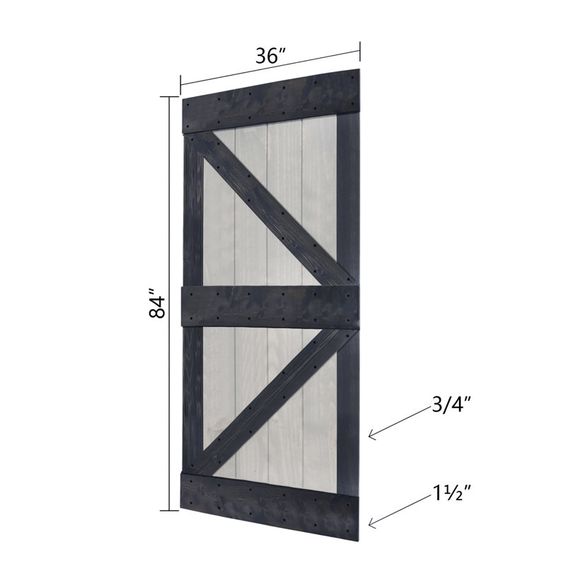Porte de grange à panneaux peinte en bois sans quincaillerie d'installation - assemblage requis, 36 po x 84 po