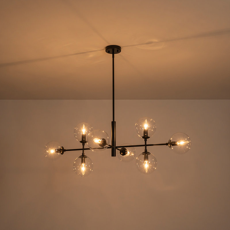 Lustre à 8 lumières Myhia, Noir, Clear