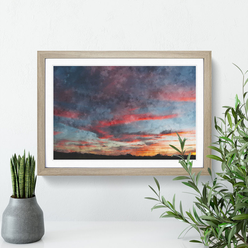 Sunset View Vol.2 - Picture Frame Painting, Oak Framed, 36cm H x 48cm W x 2cm D