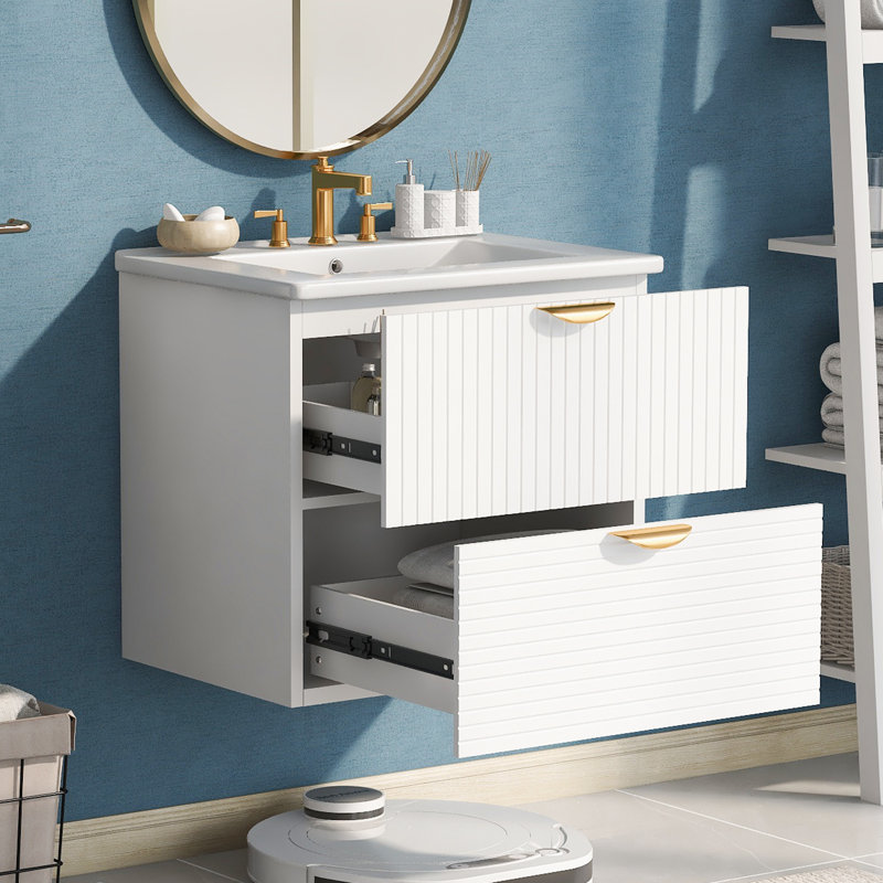 Meuble-lavabo mural moderne 24 po, Blanc