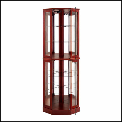 6 Shelf Corner Curio Display Cabinet with Lights, Mirrors, and Adjustable Shelves for Elegant Home Decor